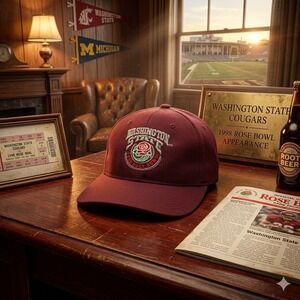 Vintage Washington State Cougars 1998 Rose Bowl Hat Maroon California Headwear